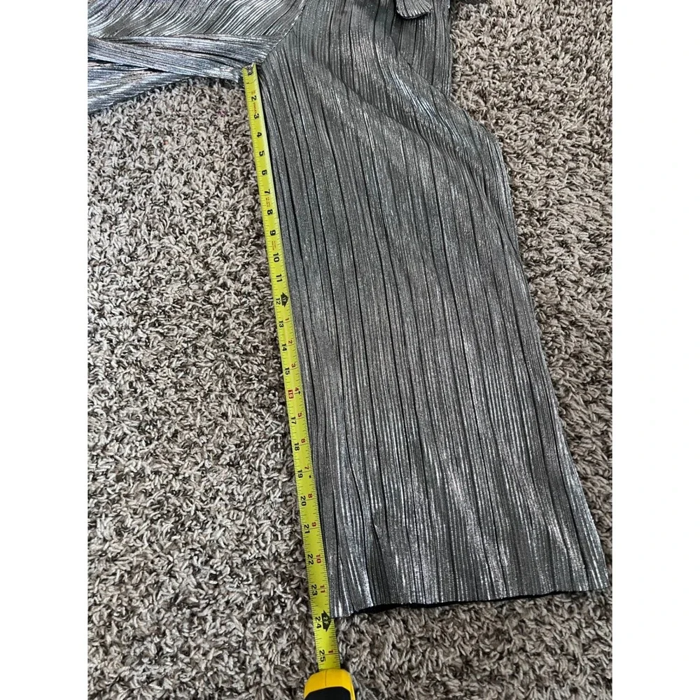 Justice Girls Silver Metallic Pleated One Shoulder Jumpsuit Size M 10 Wide Leg